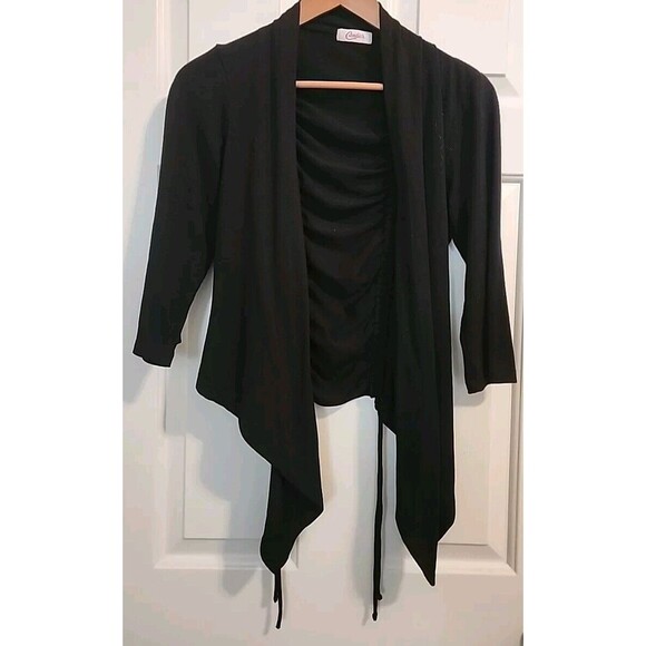Vintage Candies Open Y2k Womens Black Cardigan Rocker Small 3/4 Sleeves - Picture 1 of 7